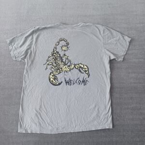 Welcome Skateboards T-Shirt Scorpion Mace Mens L Blue Crew Neck Stretch Street